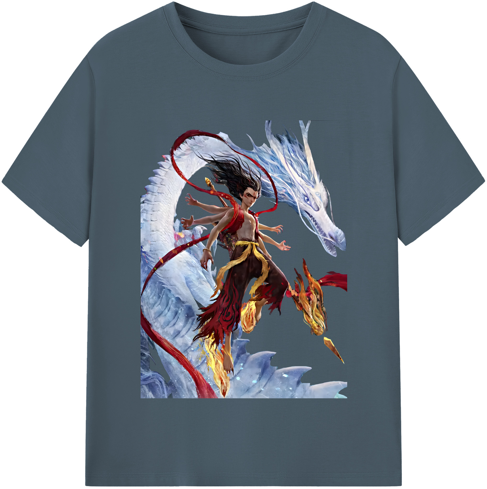 （画像用） Ne Zha 2 ナタ 魔童の大暴れ 綿100％半袖Tシャツ（フロントプリント）